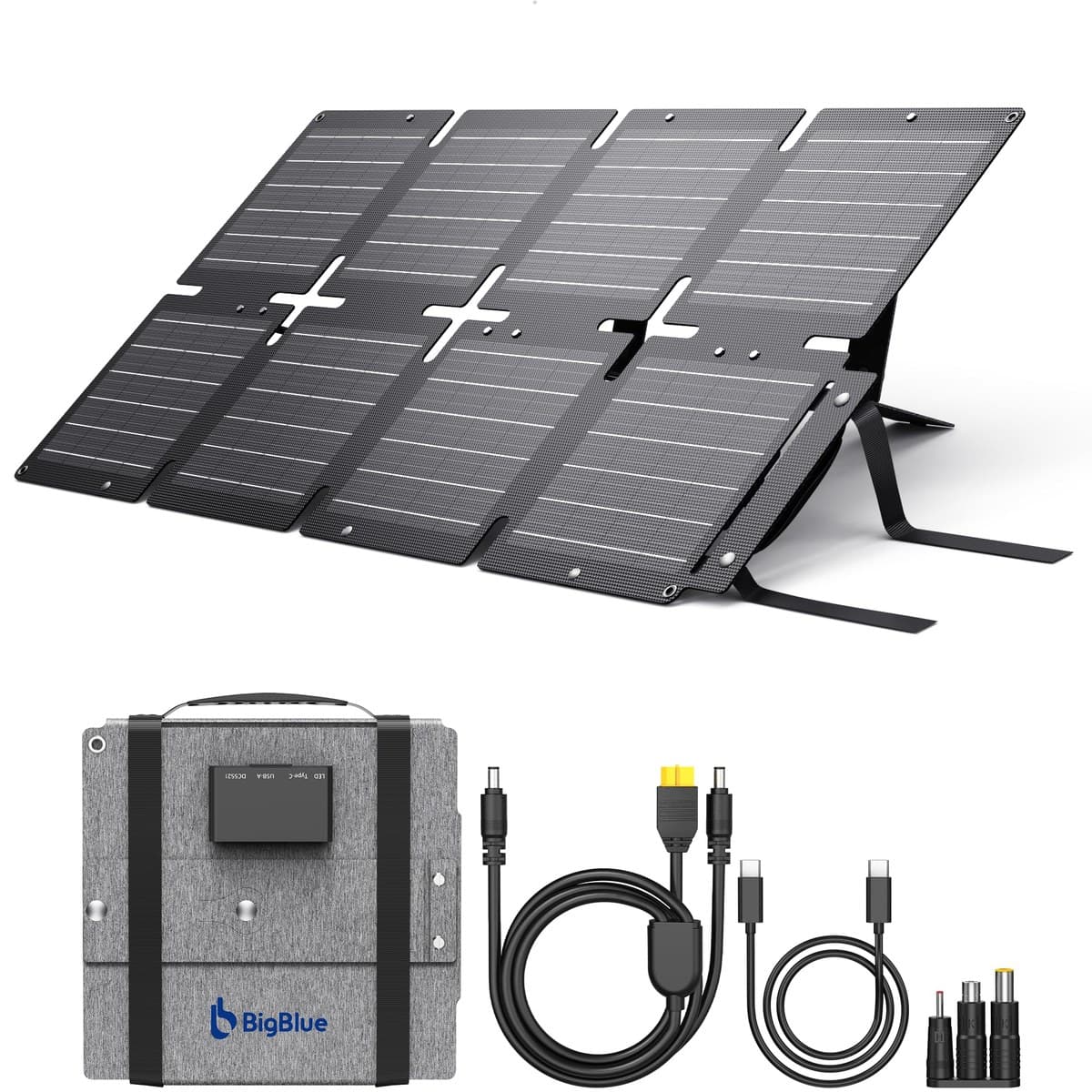 BigBlue 60 W foldable solar panel, unfolded.